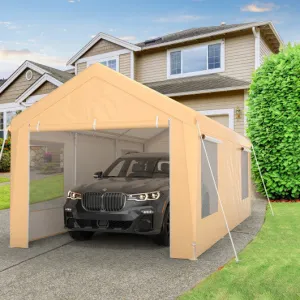 10 x 20 Feet Heavy-Duty Steel Portable Carport Car Canopy Shelter-Yellow