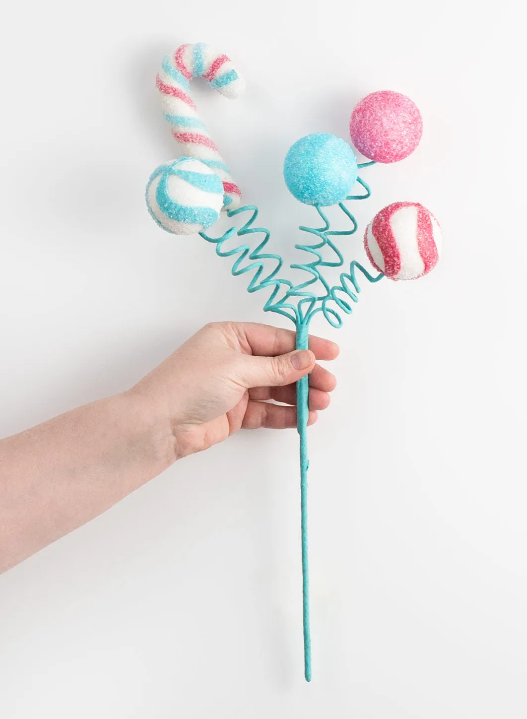 18" Candy Cane Ball Pick: Fuchsia, Blue, White