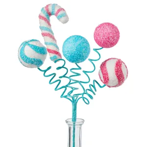 18" Candy Cane Ball Pick: Fuchsia, Blue, White