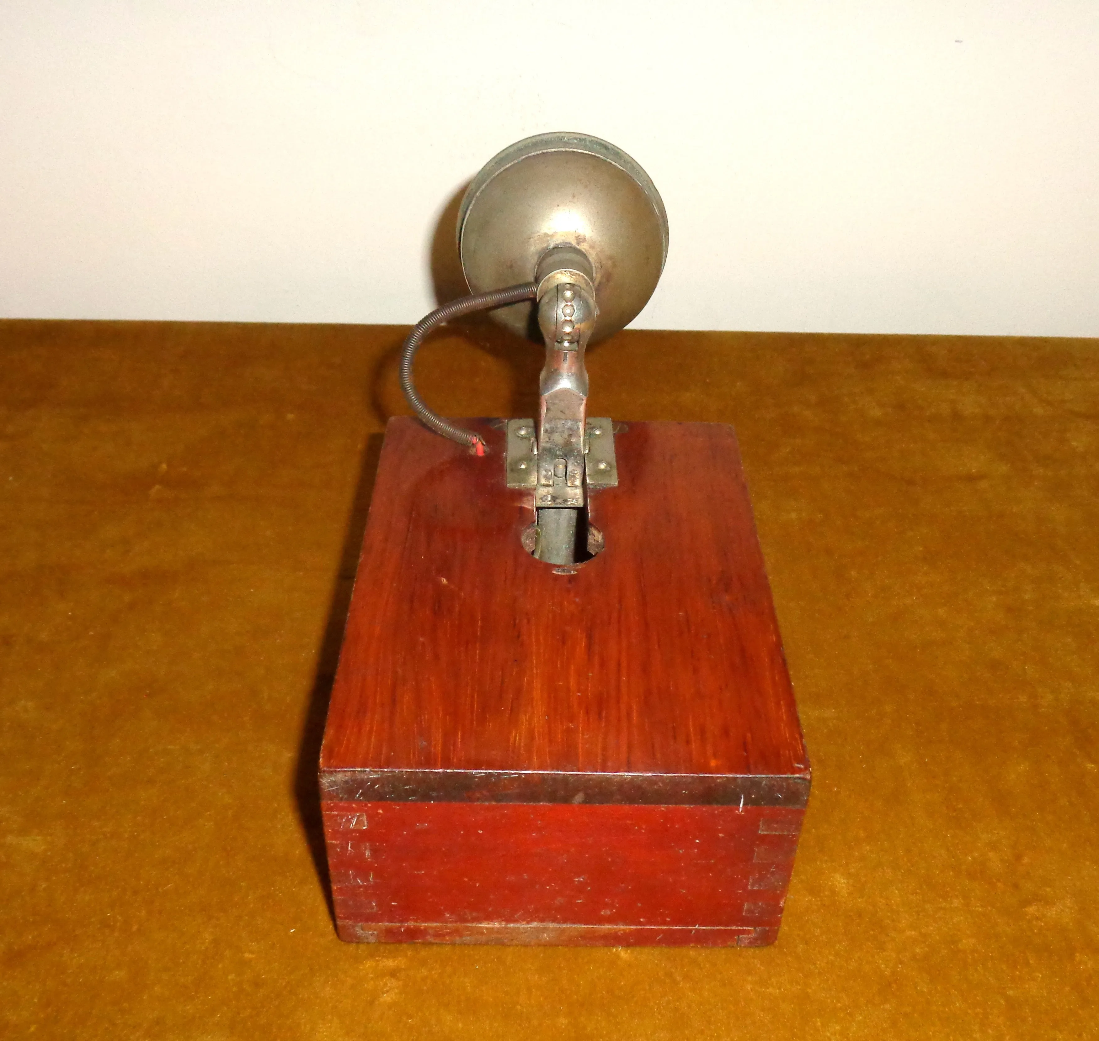 Antique Angled Bulb Torch / Hand Lamp In A Wood Case