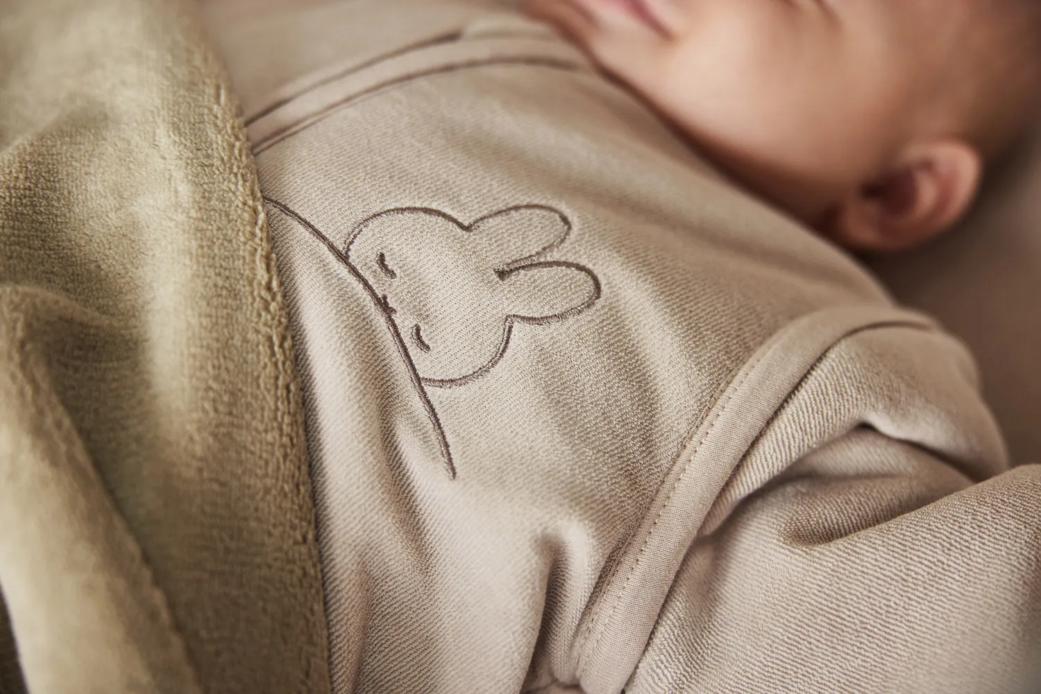 Baby Sleeping Bag Removable Sleeves 70cm Sleepy Miffy Terry - Nougat