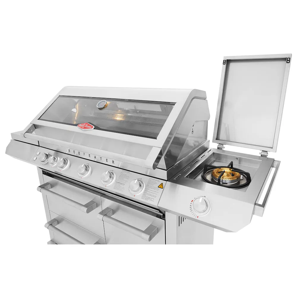 BeefEater 7000 Premium 5-Burner BBQ, Side Burner & Trolley, Stainless Steel