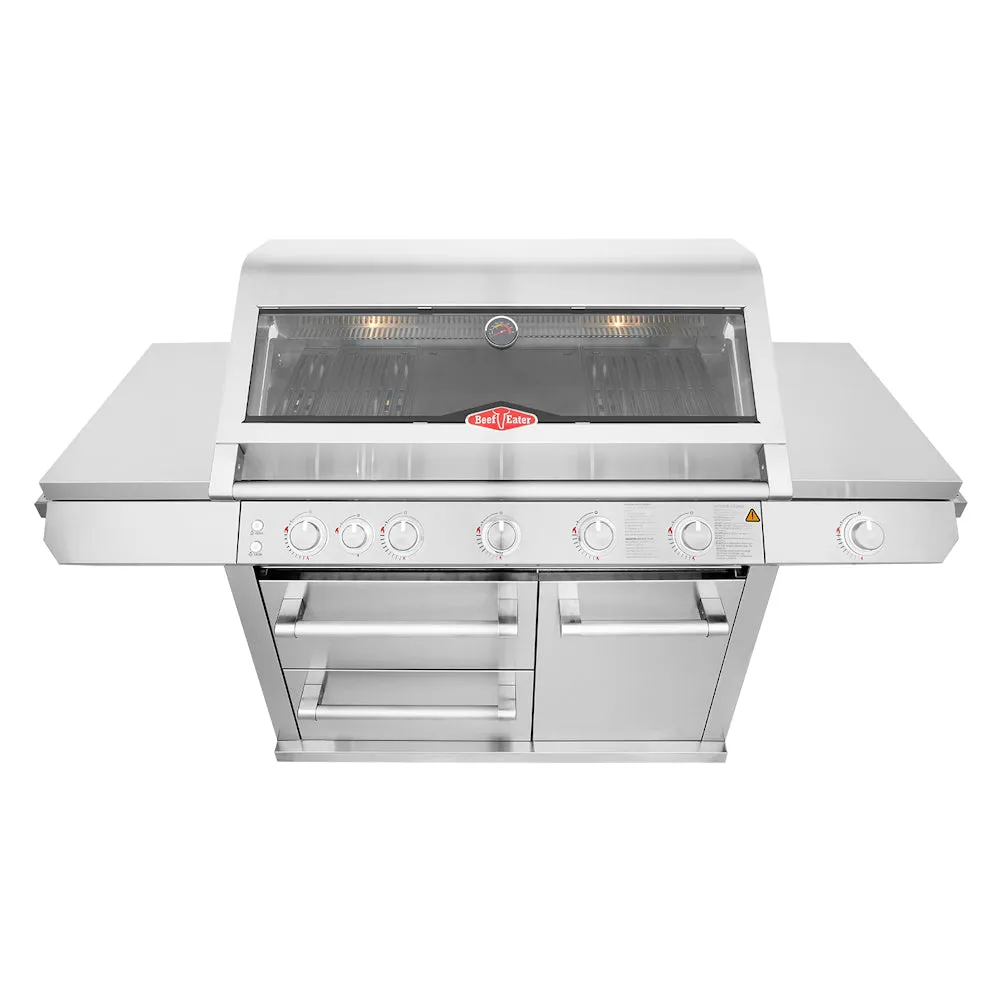 BeefEater 7000 Premium 5-Burner BBQ, Side Burner & Trolley, Stainless Steel