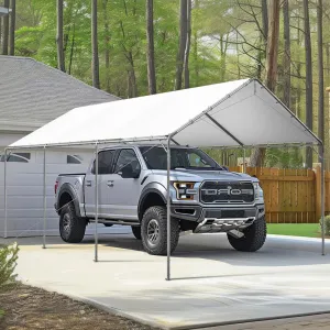 Carport Canopy 12x20 ft, Heavy Duty, Portable Garage, Adjustable Height, White