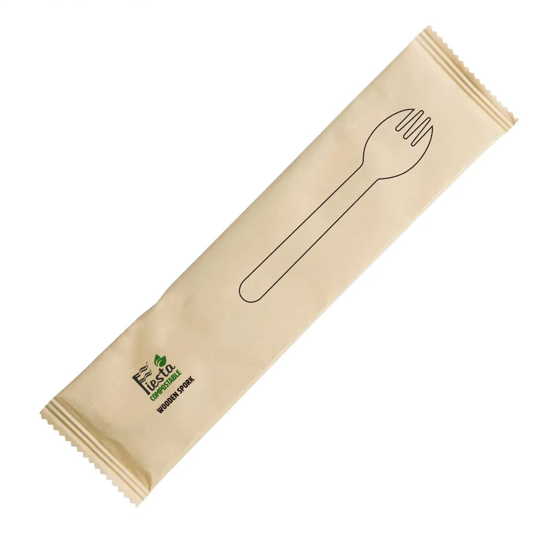 CH086 Fiesta Compostable Individually Wrapped Wooden Sporks (Pack of 500)