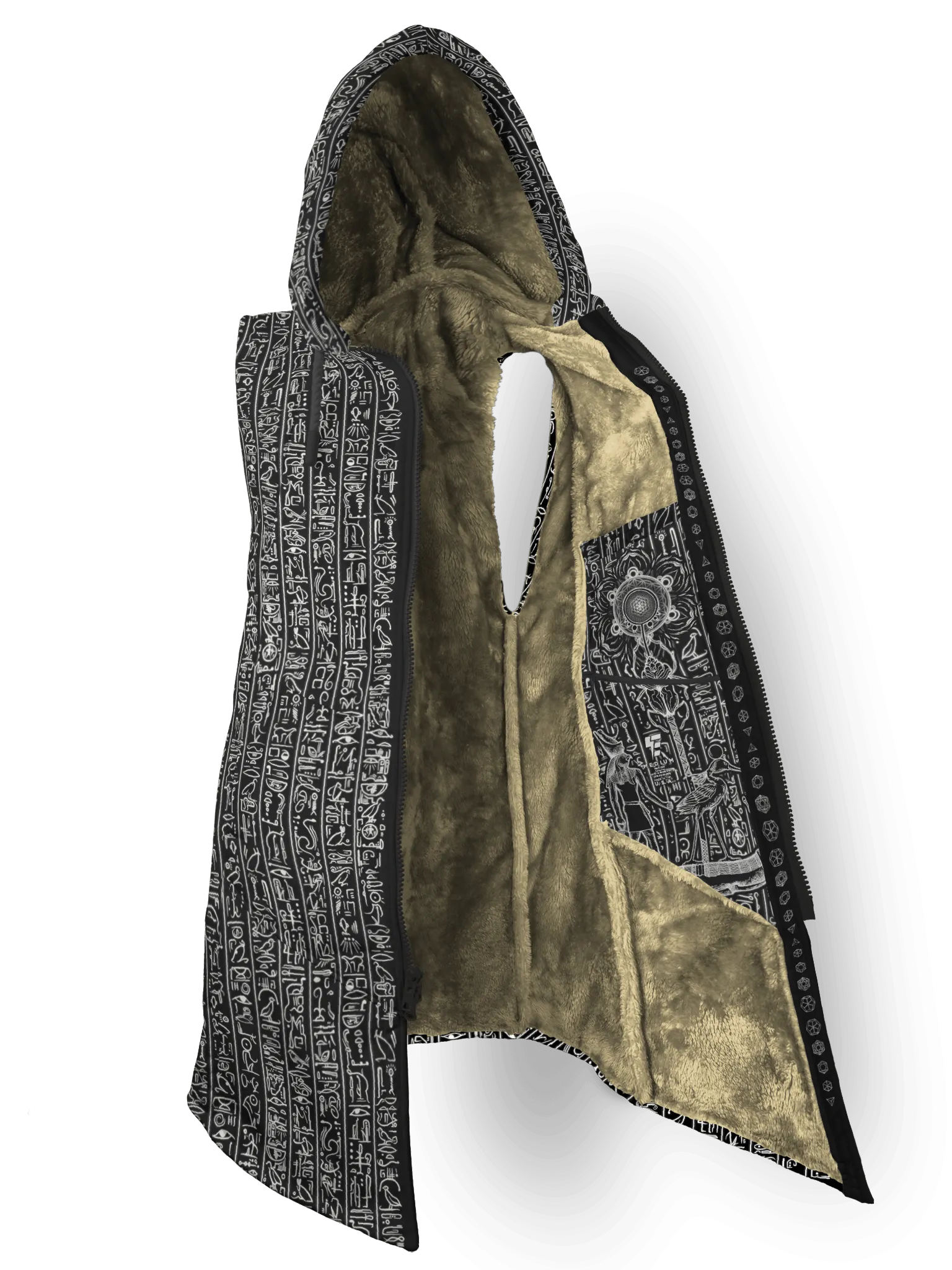 Egyptian Glyphs (Black) Cyber Hooder Cloak