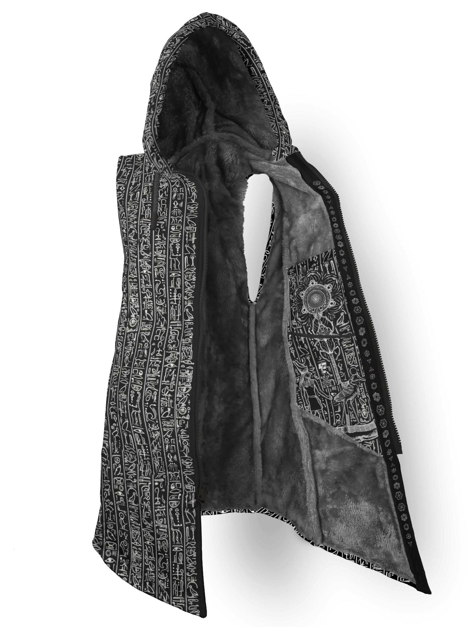 Egyptian Glyphs (Black) Cyber Hooder Cloak