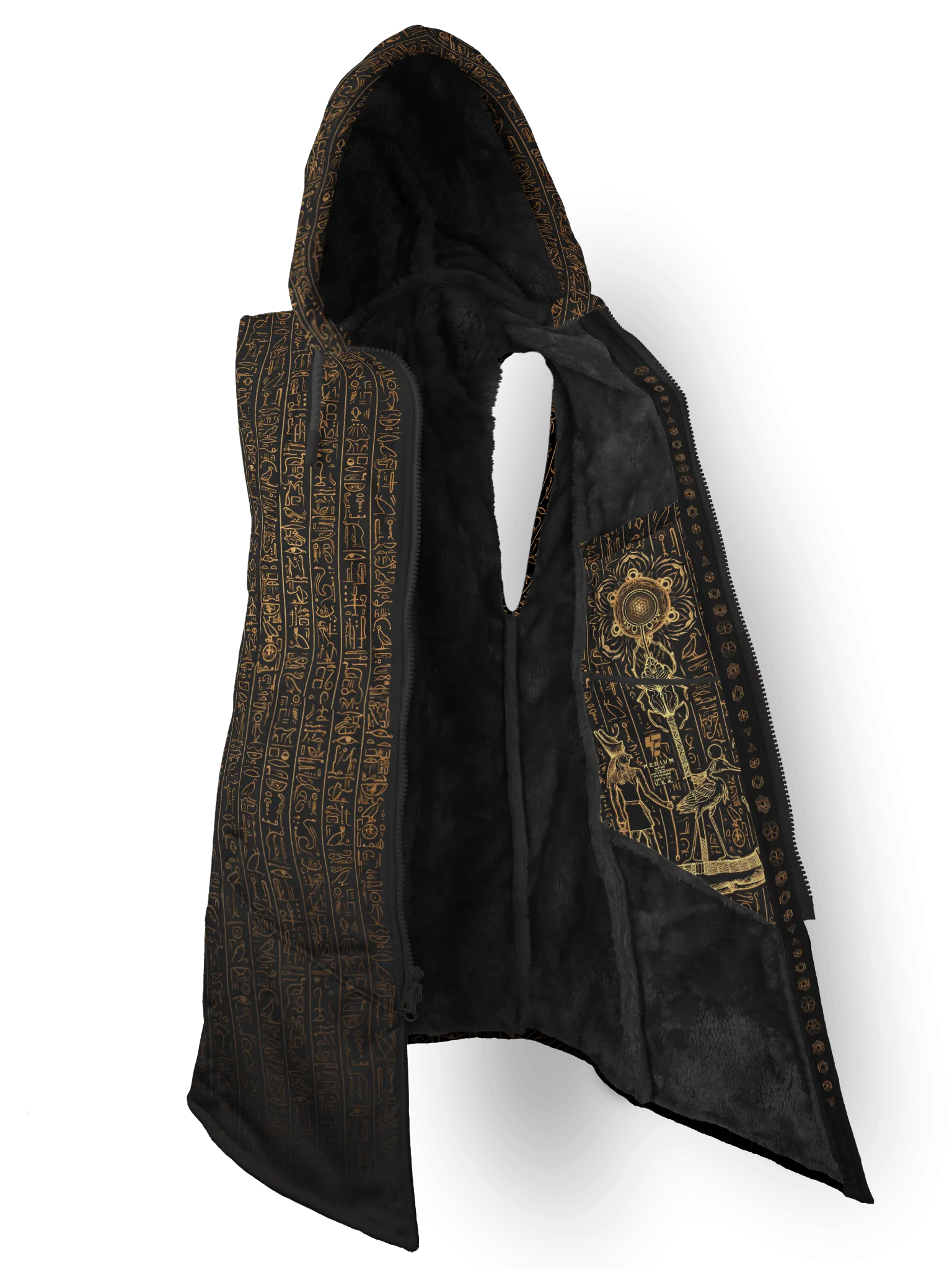 Egyptian Glyphs (Faded Gold) Cyber Hooder Cloak