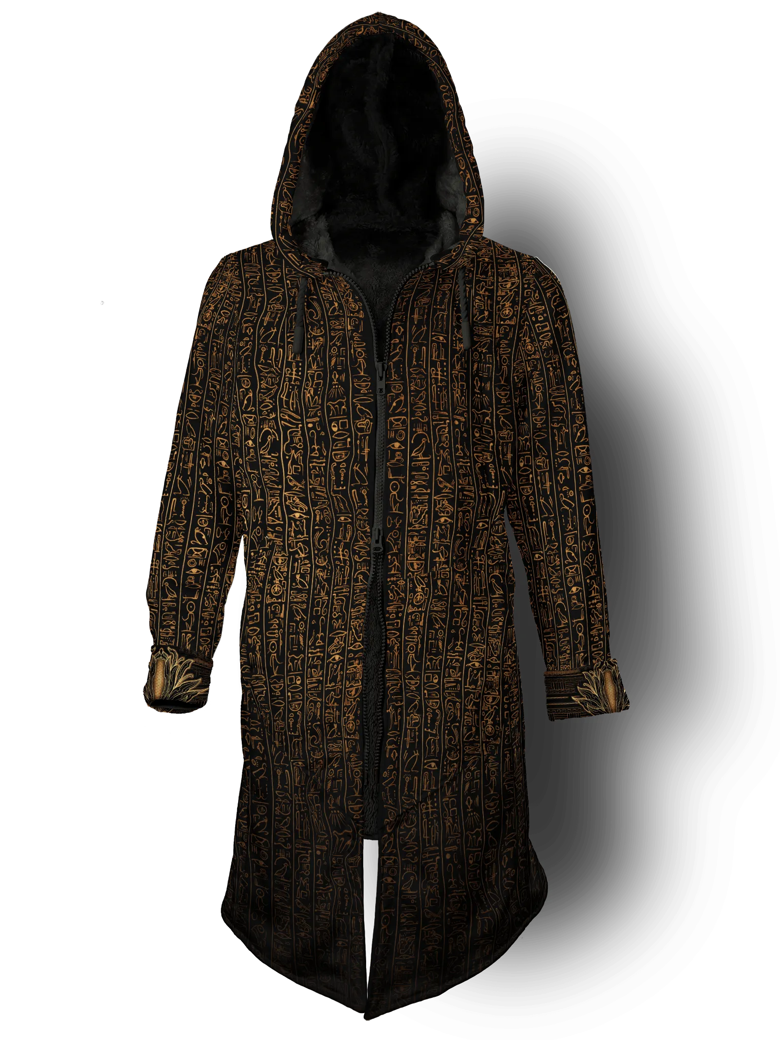 Egyptian Glyphs (Faded Gold) Cyber Hooder Cloak