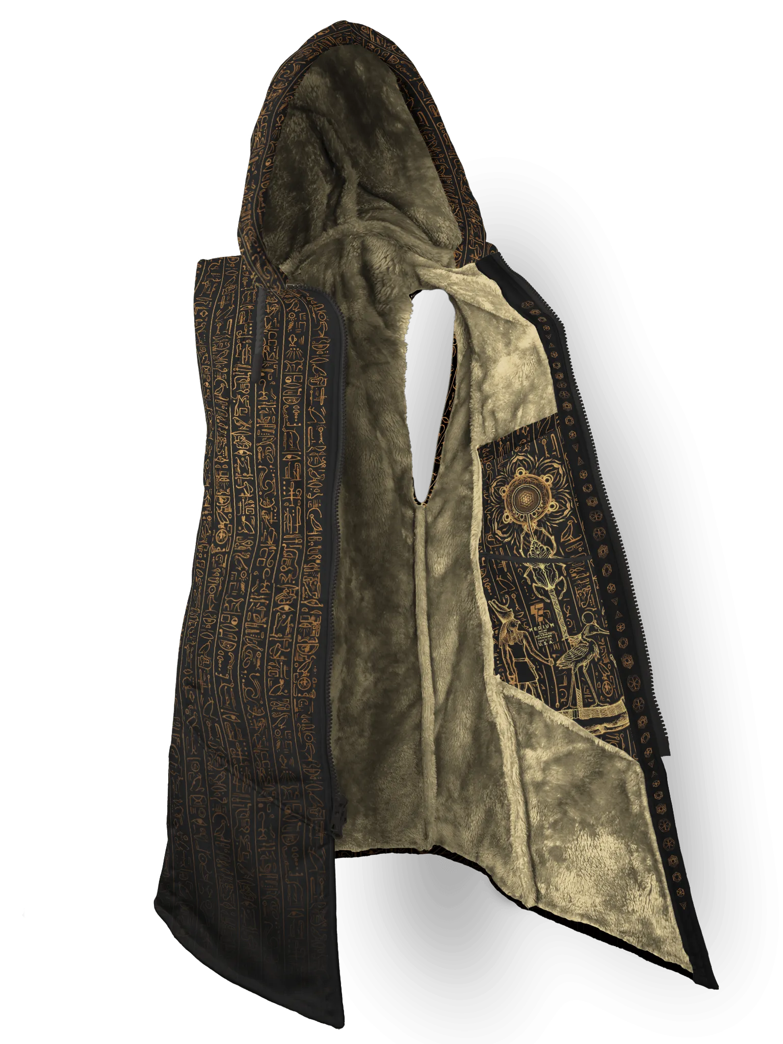 Egyptian Glyphs (Faded Gold) Cyber Hooder Cloak