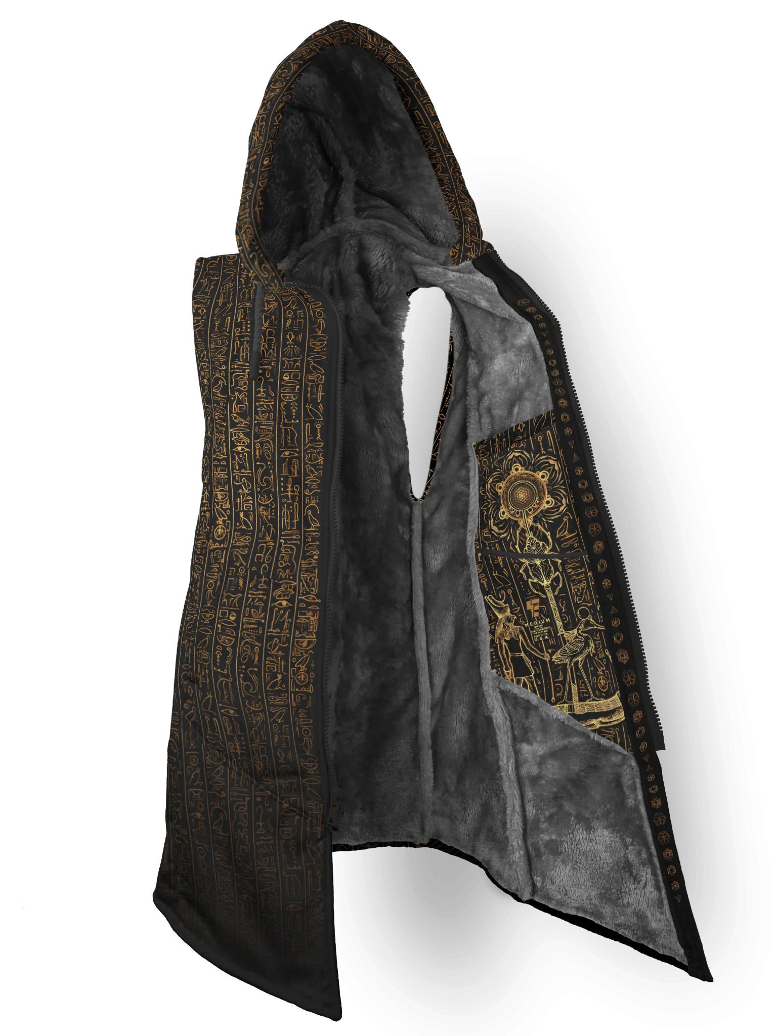 Egyptian Glyphs (Faded Gold) Cyber Hooder Cloak