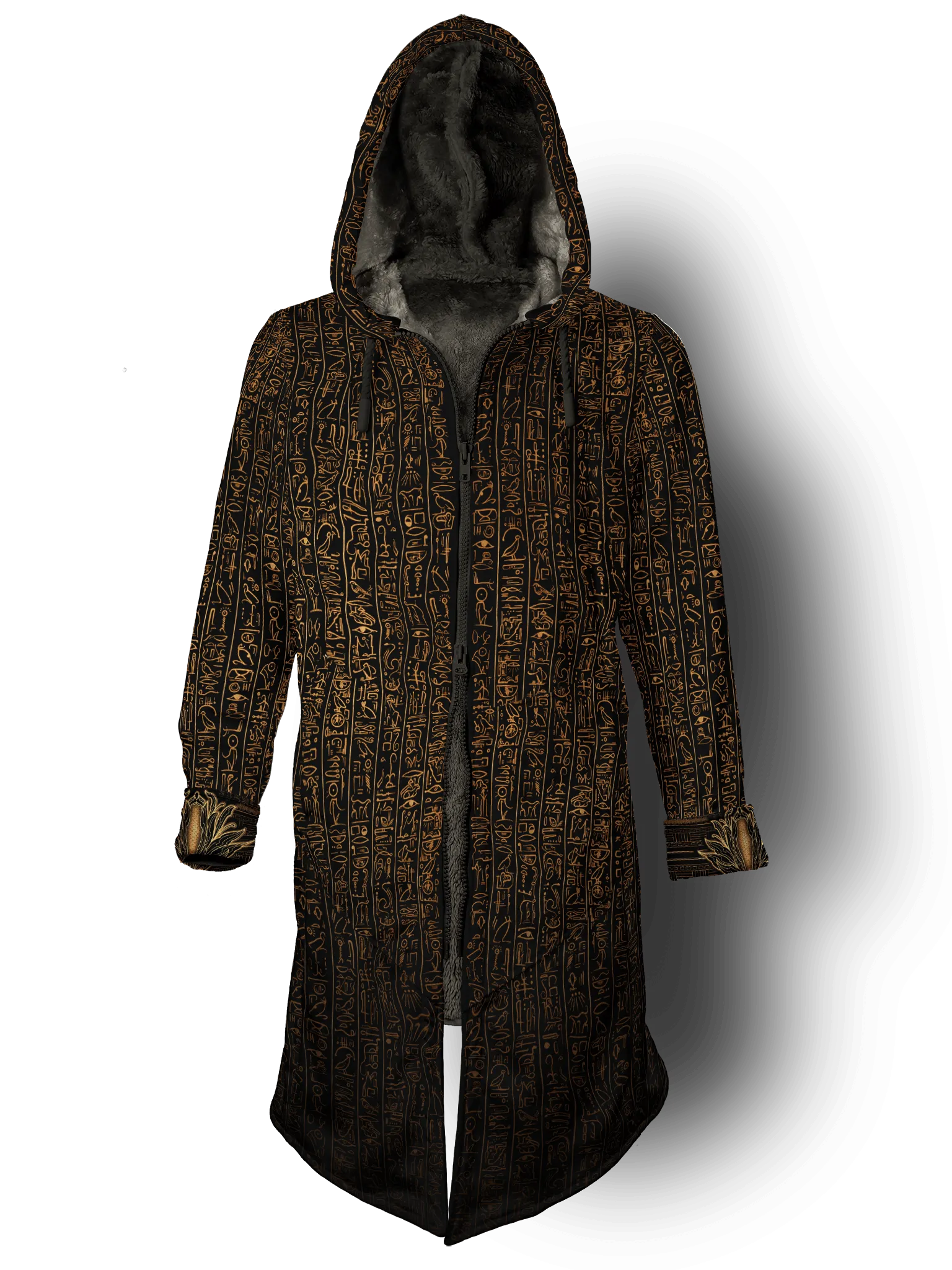 Egyptian Glyphs (Faded Gold) Cyber Hooder Cloak