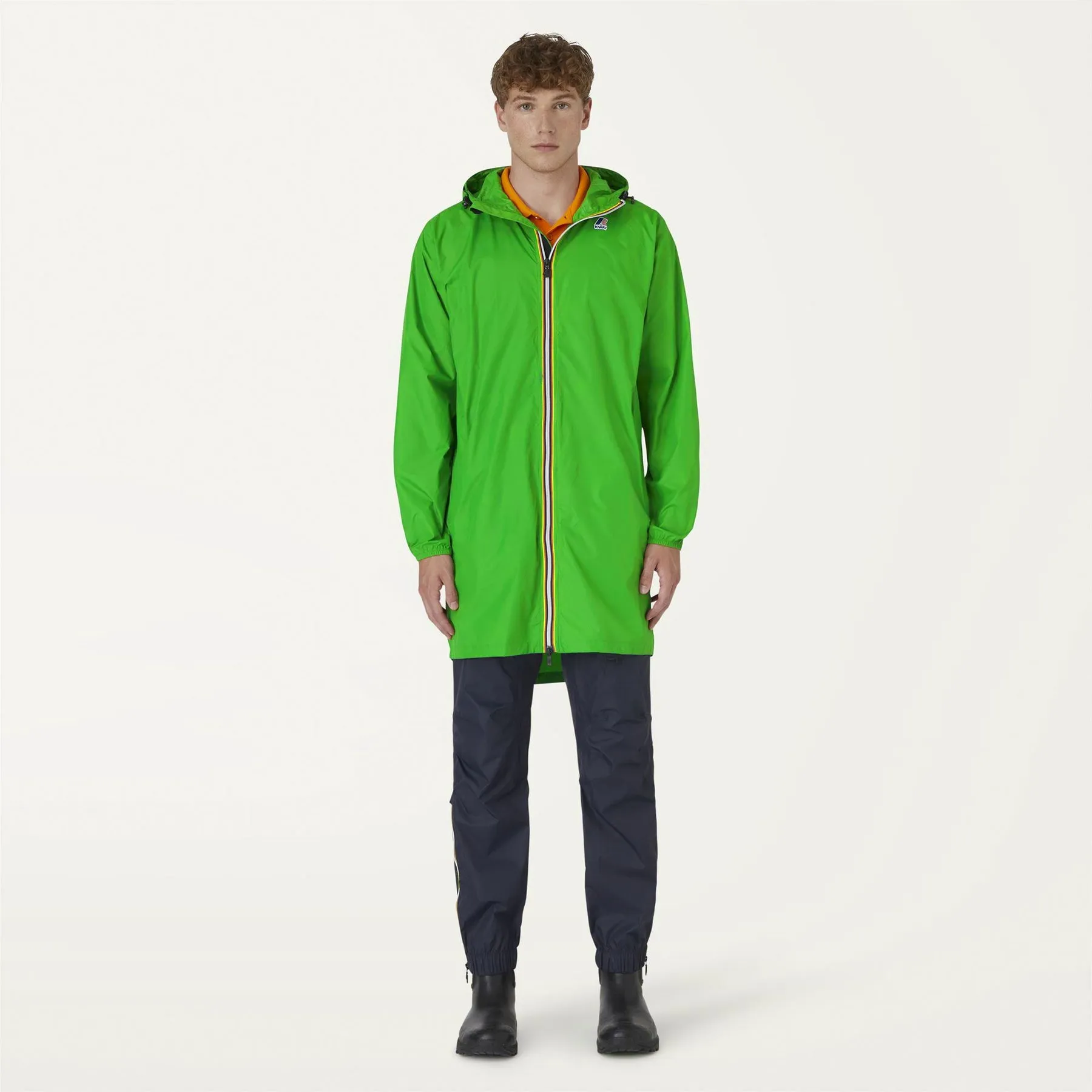 Eiffel - Unisex Waterproof Packable Long Rain Jacket in Green Fluo