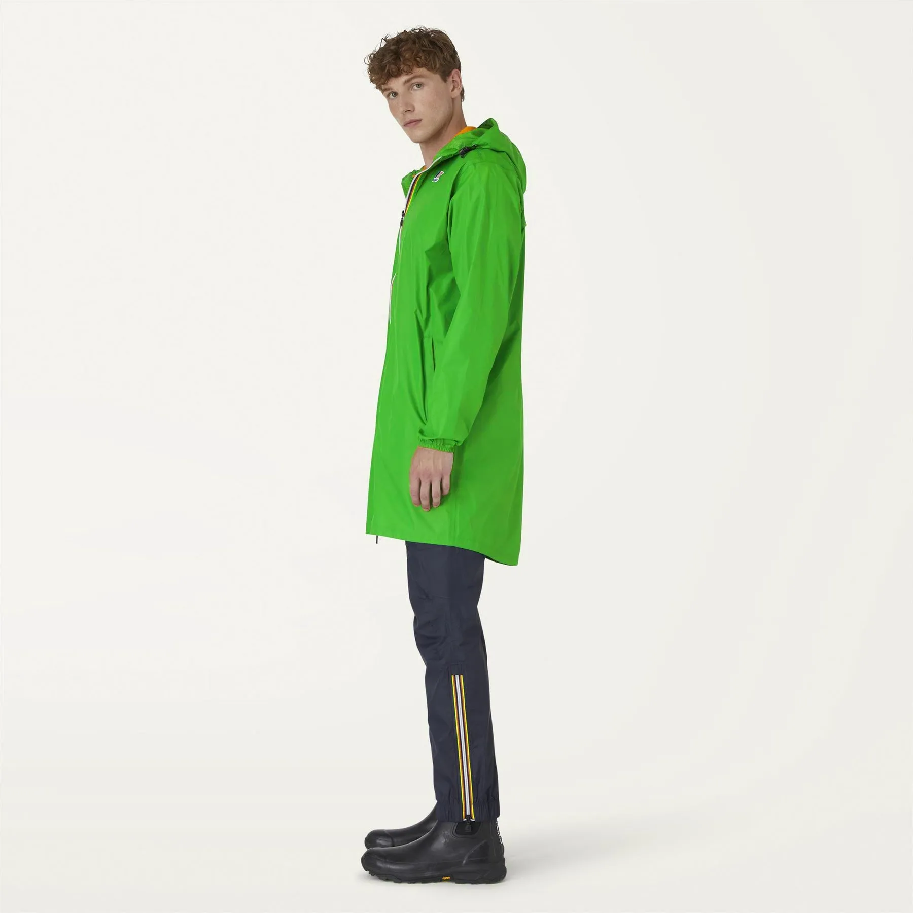 Eiffel - Unisex Waterproof Packable Long Rain Jacket in Green Fluo