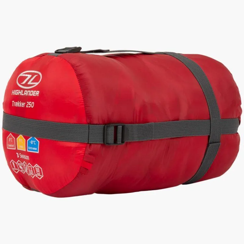 Highlander Trekker 250 three season Sleeping Bag - Red