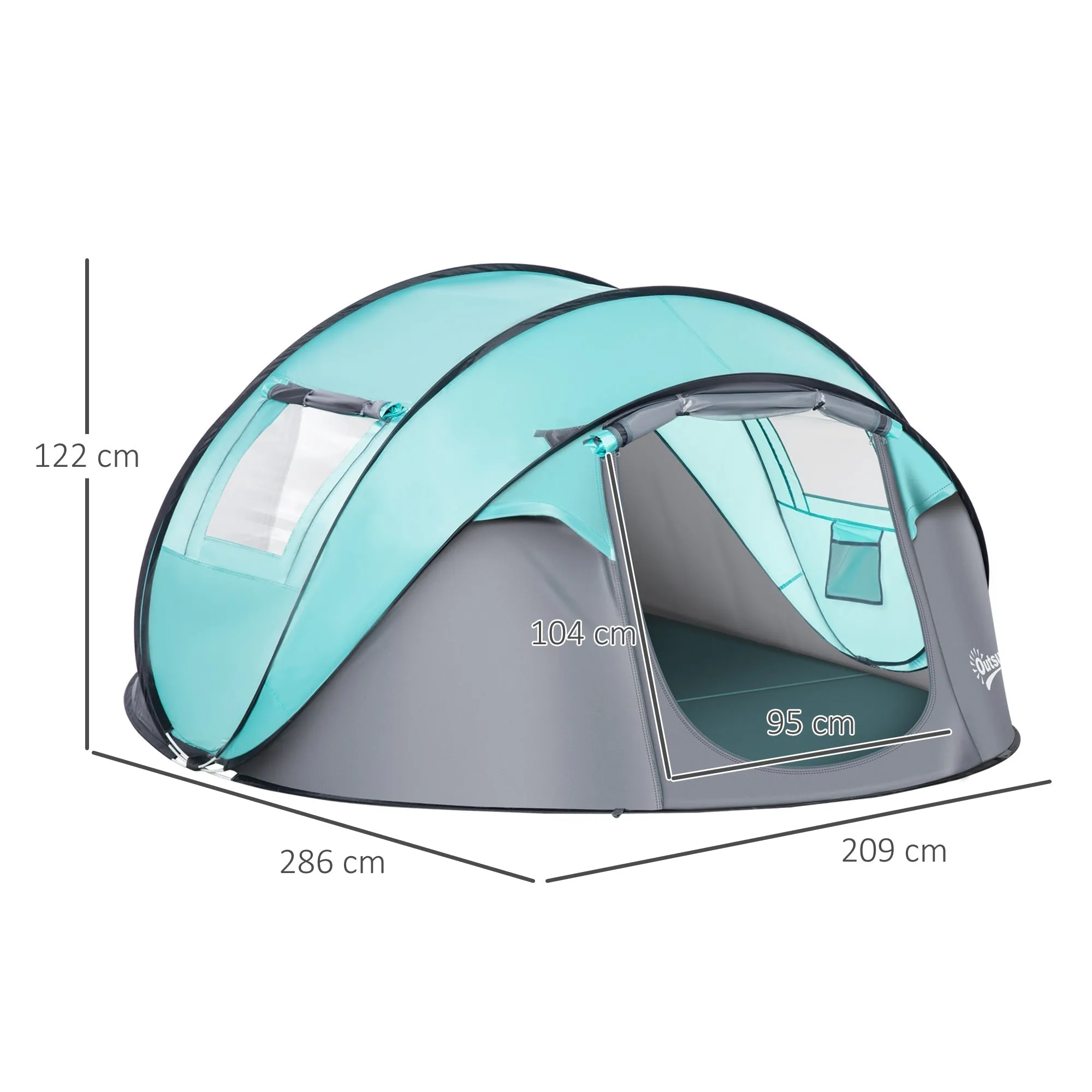 Outsunny 4 Person Pop Up Camping Tent With Vestibule Weatherproof Cover