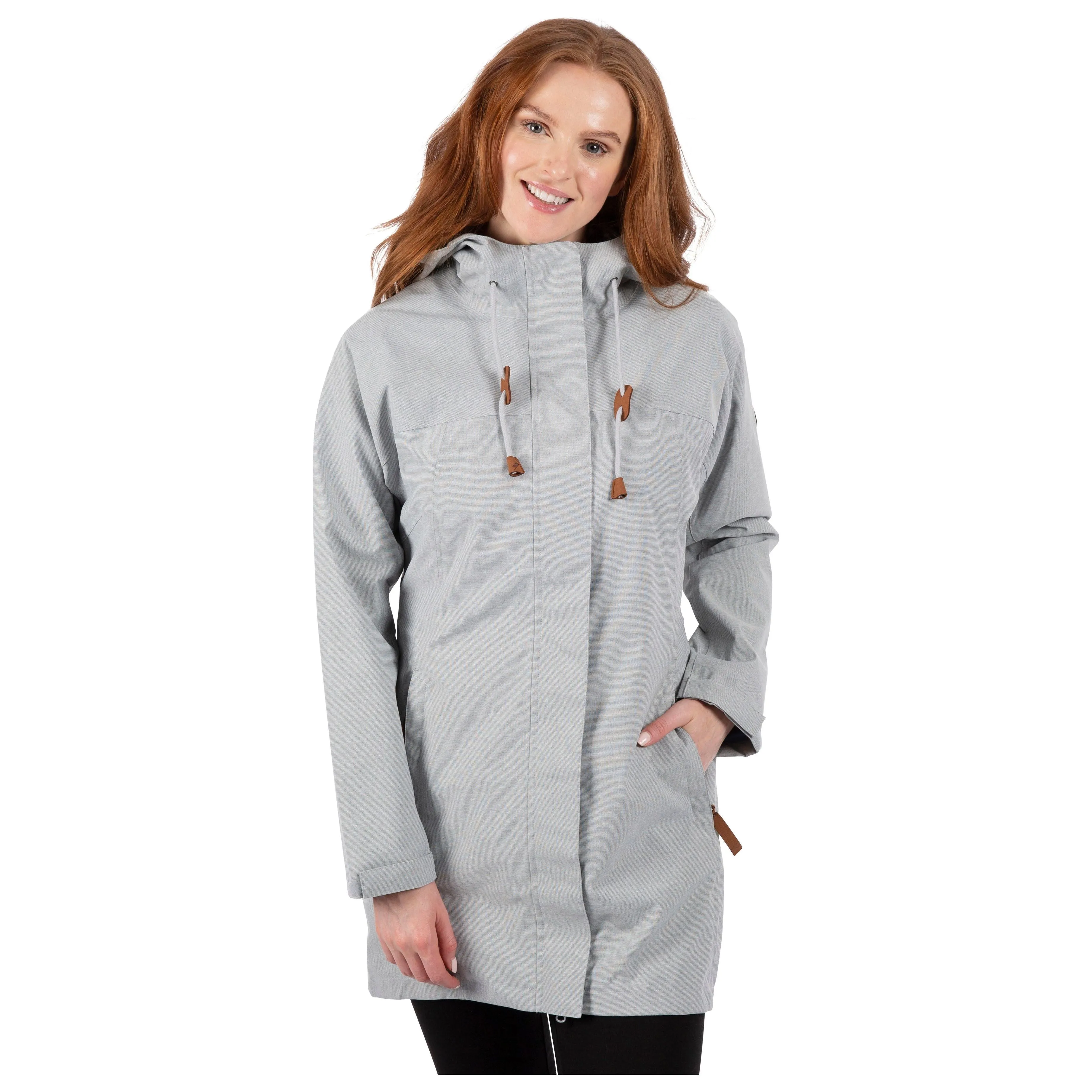 Remote Women's Longer Unpadded Waterproof Jacket in Grey Marl