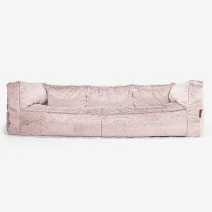 The 3 Seater Albert Sofa Bean Bag - Fluffy Faux Fur Rabbit Dusty Pink