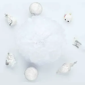 White tissue paper pom pom party decoration