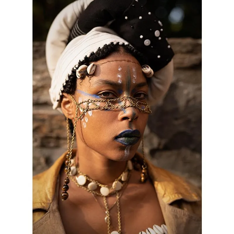 Xhosa Duku Beaded Headdress - Black & White